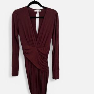 Elegant Burgundy Long Sleeve Dress